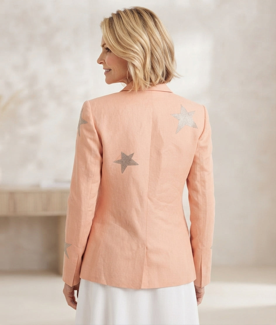 Trying S05 Siân Brooke Star Blazer – Women’s Black Star Print Blazer Jacket