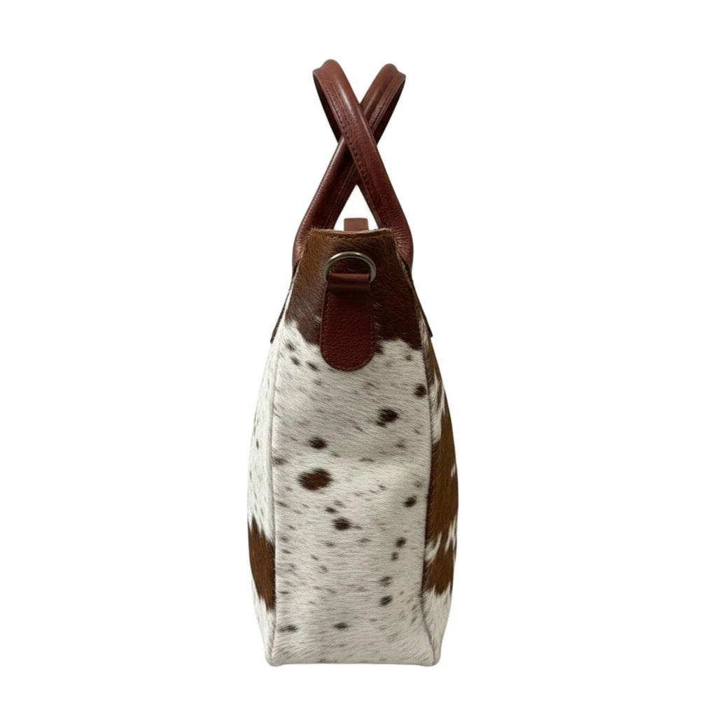 Genuine Cowhide Leather Tote Bag for Women – Hair-On Hide Western Shoulder Handbag