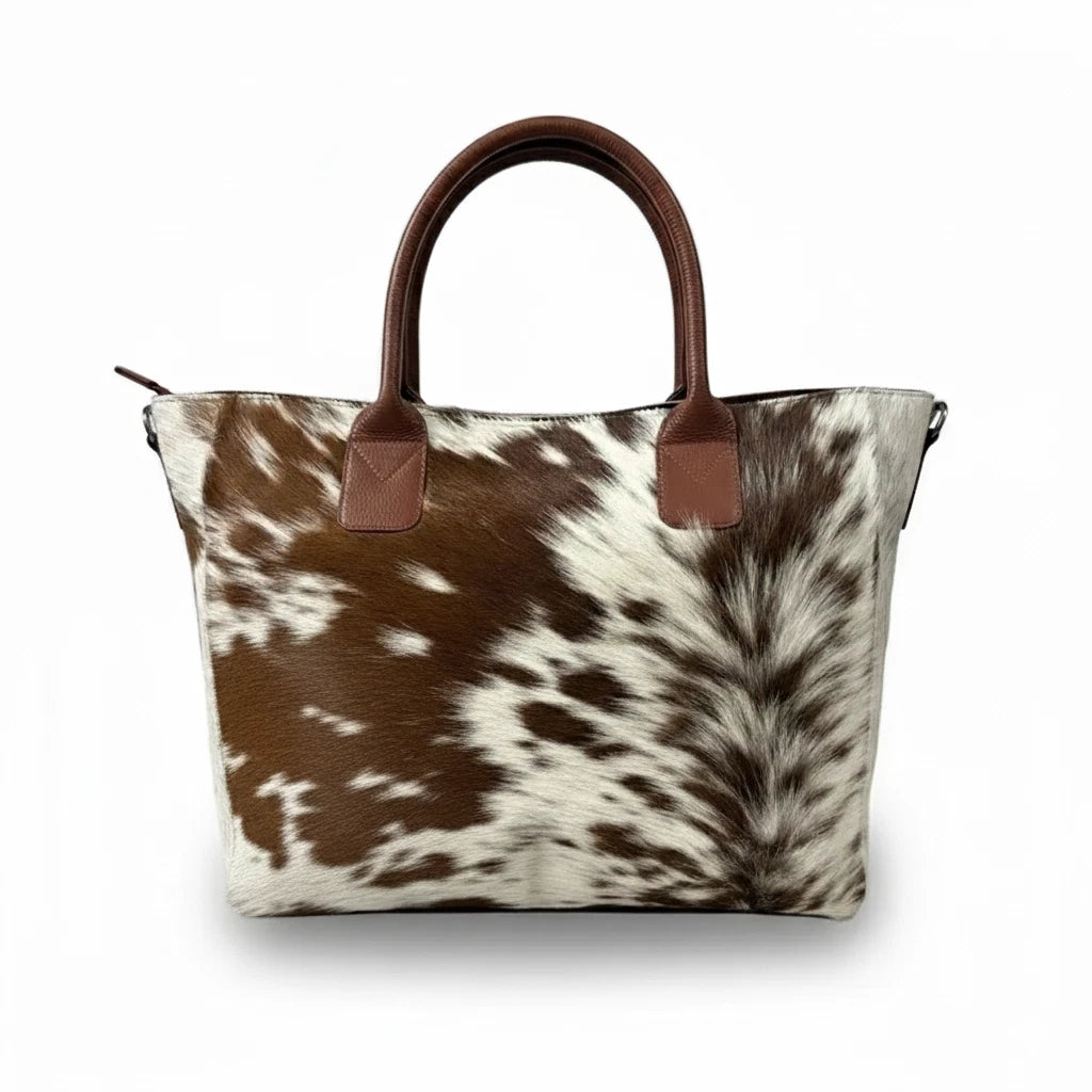 Genuine Cowhide Leather Tote Bag for Women – Hair-On Hide Western Shoulder Handbag